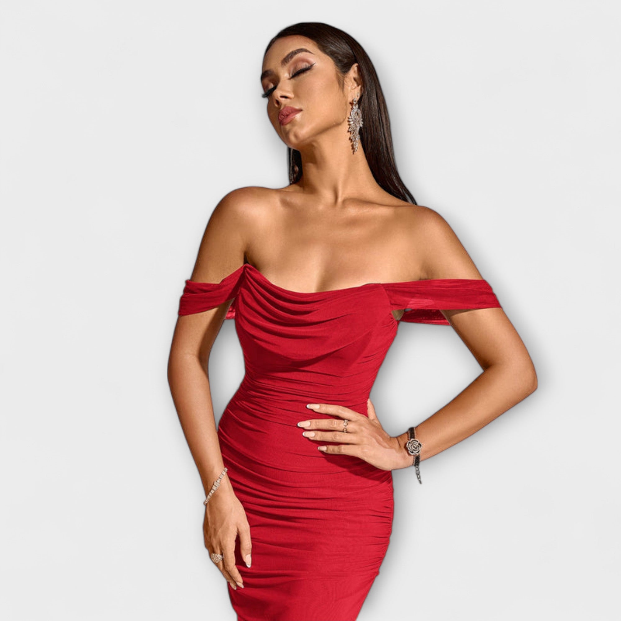 Ione - Off-Shoulder Rüschenshirt-Kleid