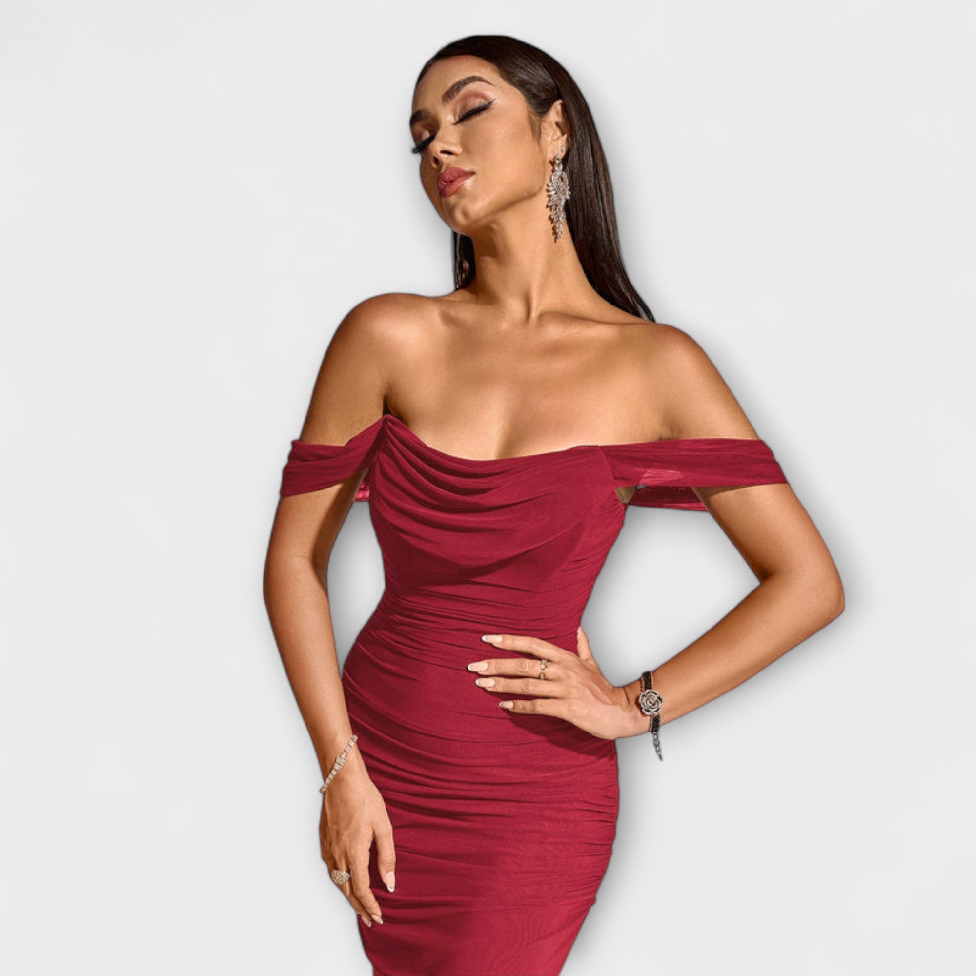 Ione - Off-Shoulder Rüschenshirt-Kleid