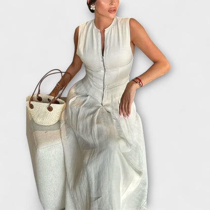 Ärmelloses, plissiertes Bodycon-Midikleid