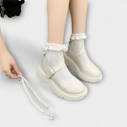 Perle - Luxus Perlen Mary Jane Leder Schuhe