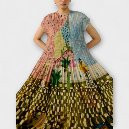 Amara - Faltkleid mit Animal Print