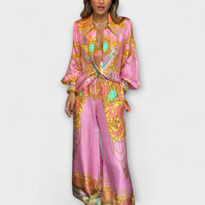 Sage - Entspanntes Shirt mit Meerjungfrau-Motiv und elastischer Bundhose Set