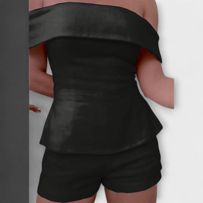 Olivia - Weißes Baumwoll-Leinen-Zweiteiler-Set