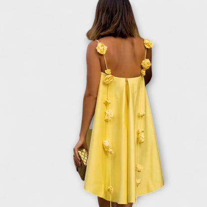 Jordan - Stilvolles Blumendruck Lockeres Mini-Kleid mit Trägern