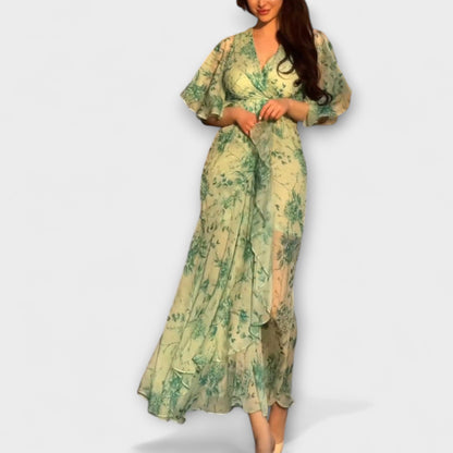 Lana - Stilvolles Blumenkleid mit V-Ausschnitt