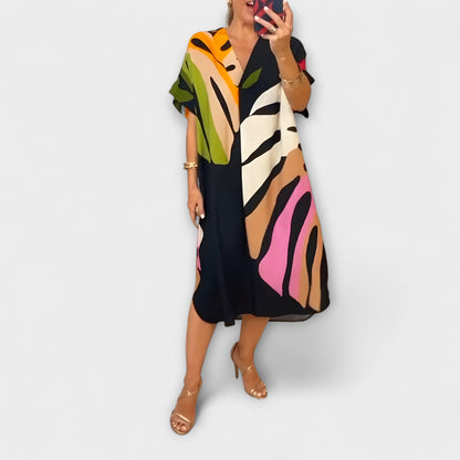 Roos - Freizeitkleid mit buntem Blattdruck