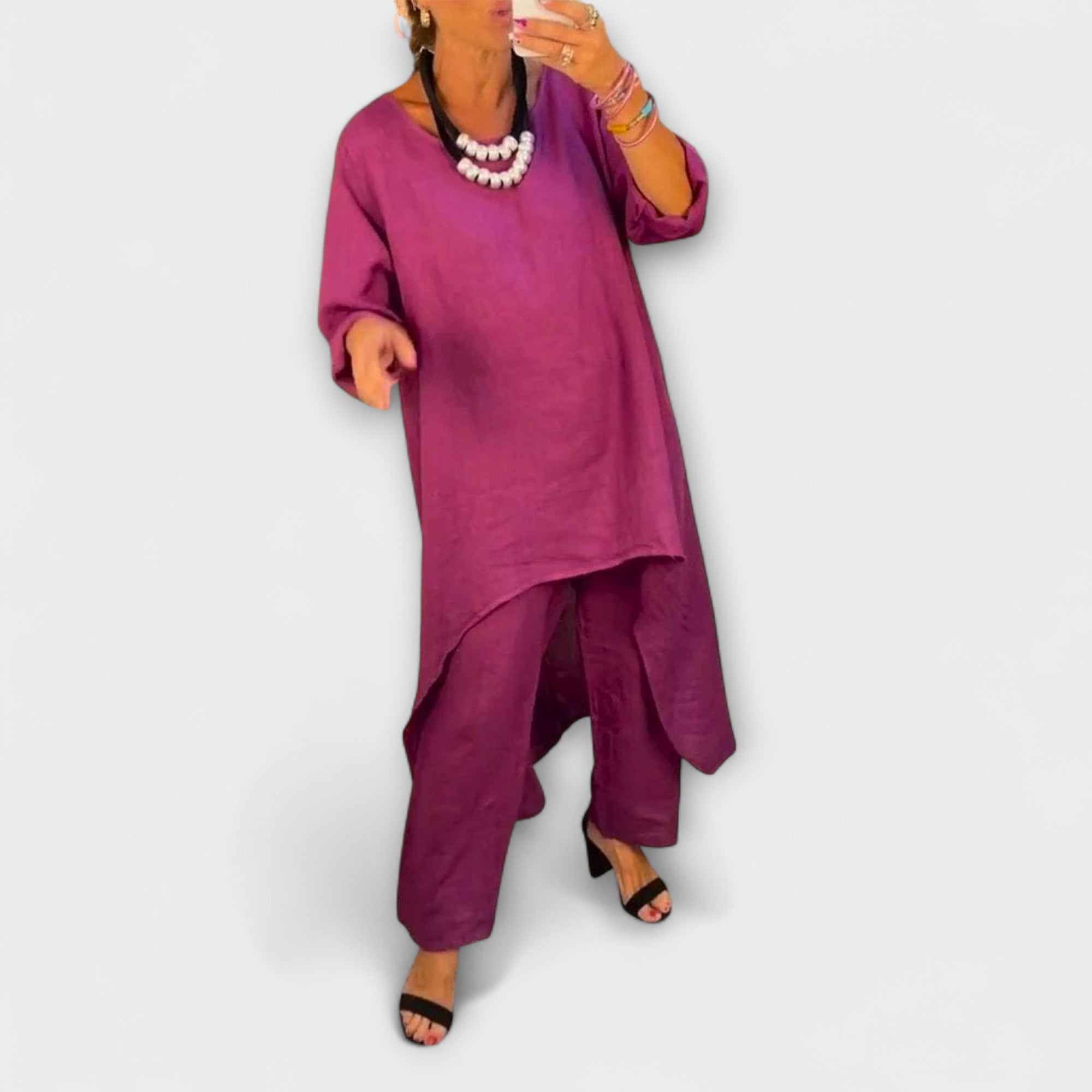 Tabea - Leinenanzug mit Rundhalsausschnitt