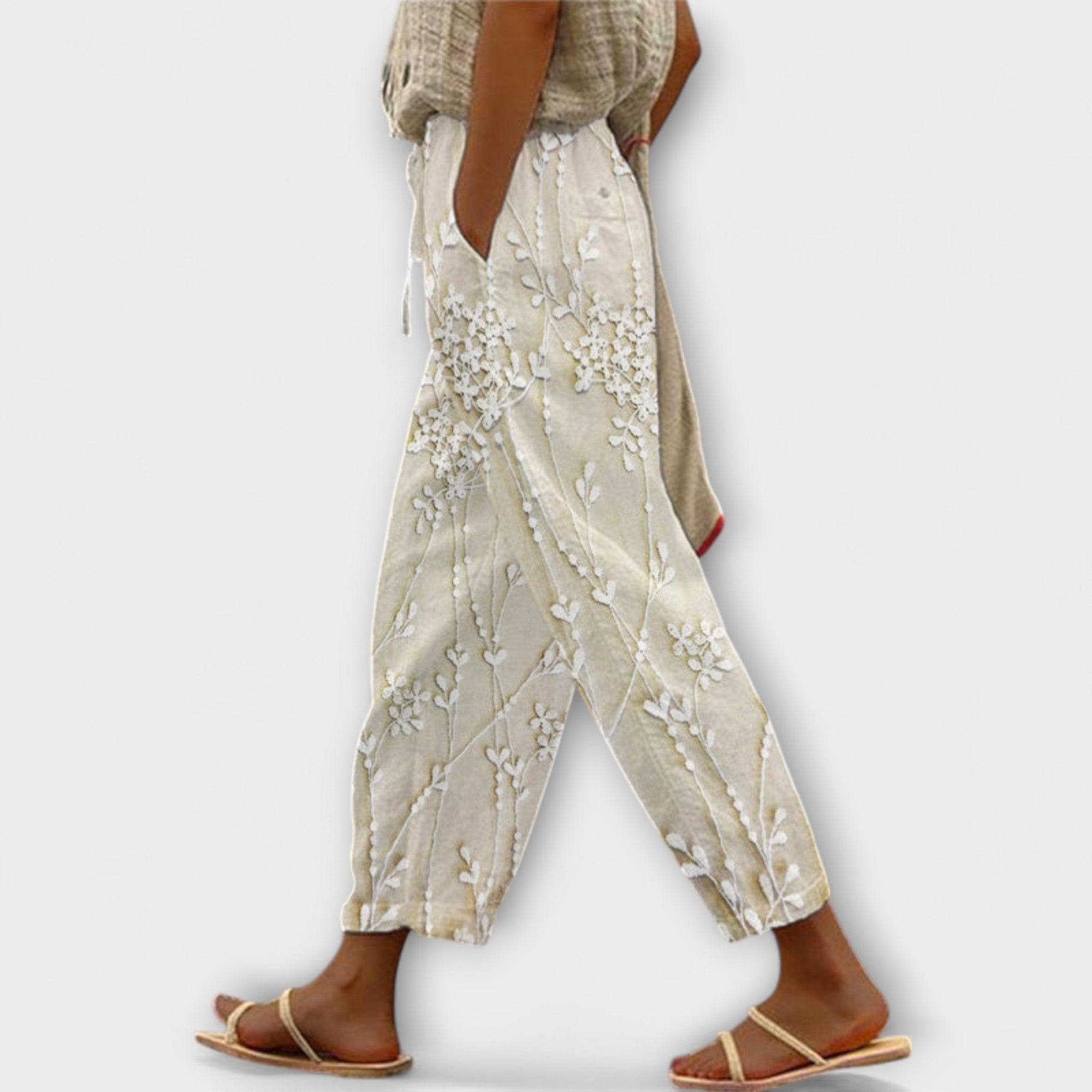 Zoey - Bedruckte Hose mit Traubenblattmuster