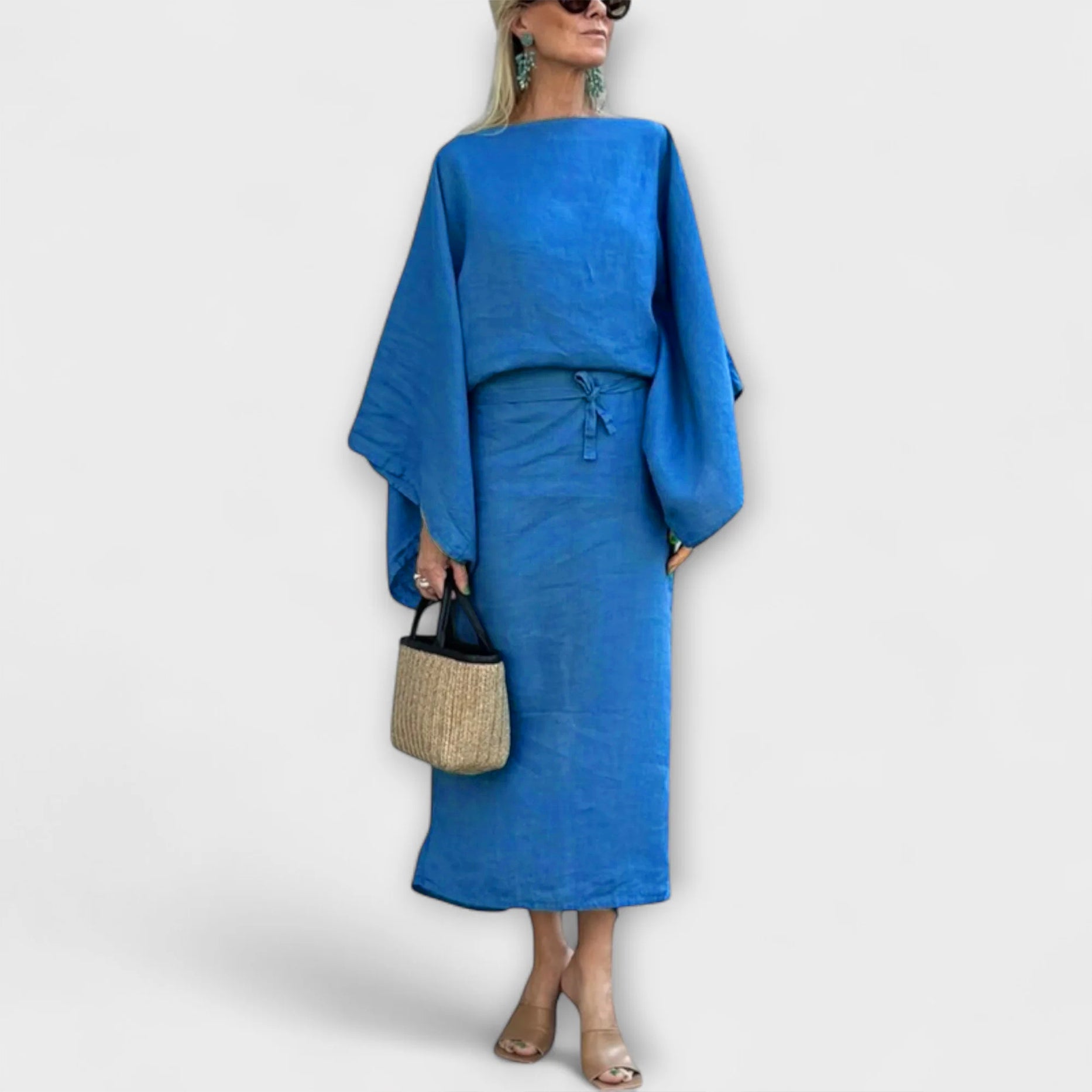 Dana - Kimono-Kleid aus Leinen und Baumwolle