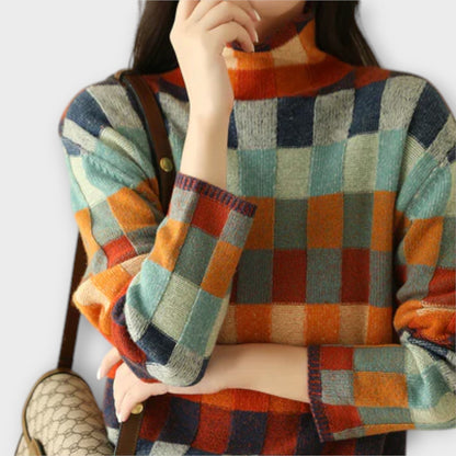 Erika - Patchwork Rollkragenpullover