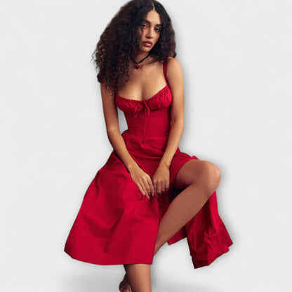 Zipporas - Maßgeschneidertes Bustierkleid mit modernem Frühlingsblumenmuster