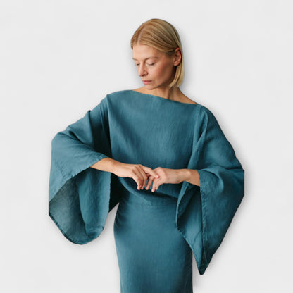 Dana - Kimono-Kleid aus Leinen und Baumwolle