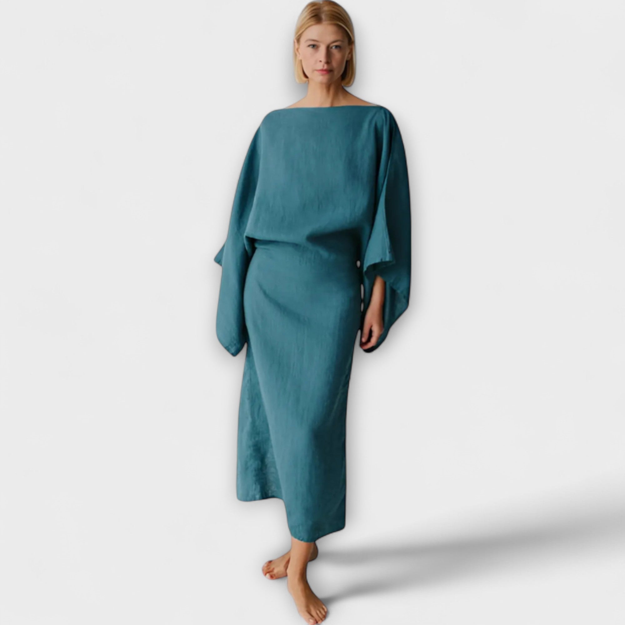 Dana - Kimono-Kleid aus Leinen und Baumwolle