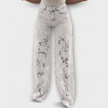 Trendy Spitzen-Patchwork-Jeans